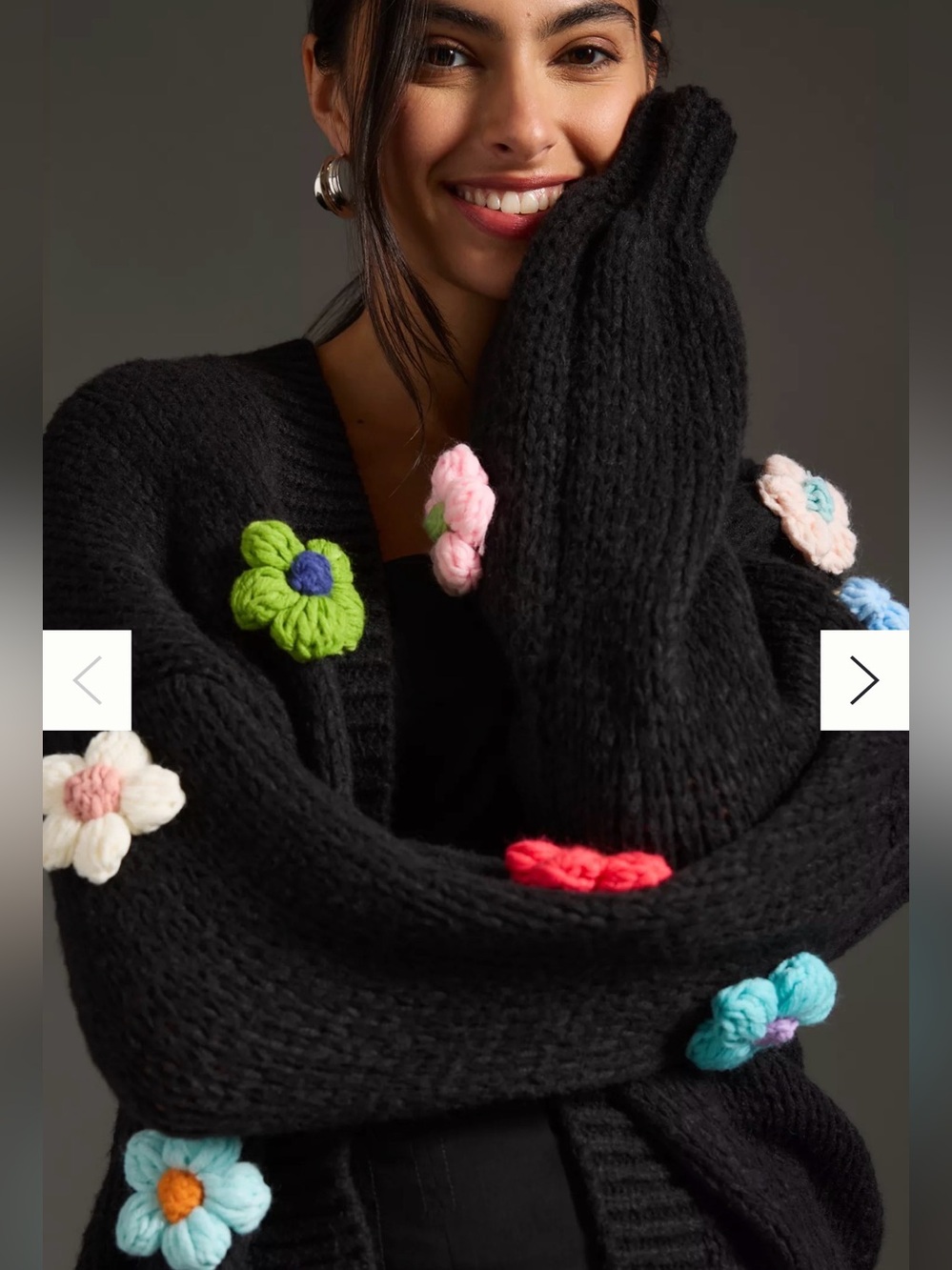 Anthropologie Maeve Susannah 3D Crochet Flower Chunky Knit Cardigan One Size